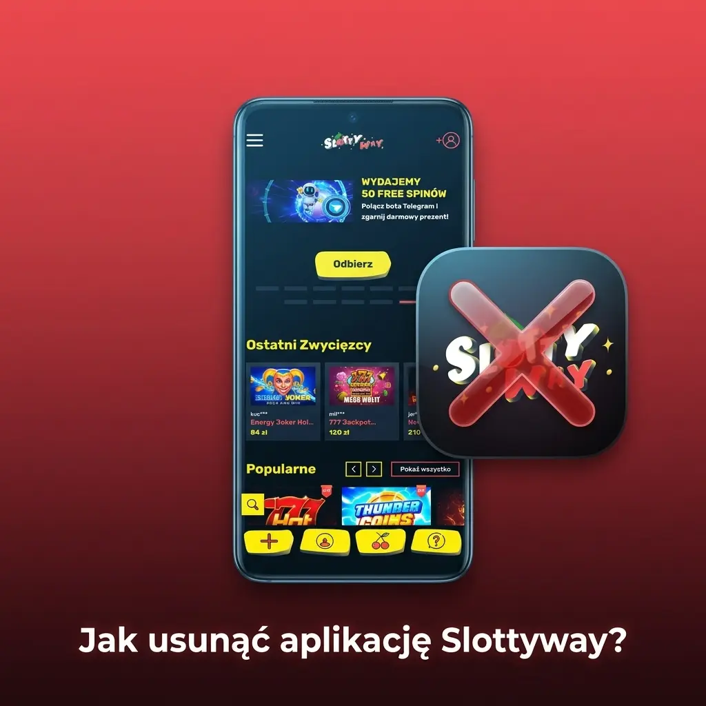 Odinstalowanie aplikacji Slottyway na Androidzie – przytrzymaj ikonę i wybierz opcję Odinstaluj