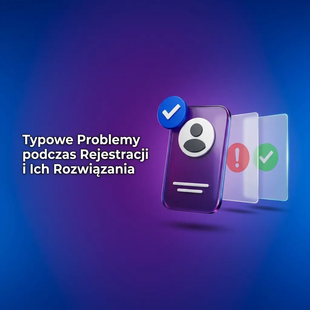 Tabela typowych problemów rejestracji online z rozwiązaniami: SMS, e-mail, formularz, blokada konta, waluta PLN