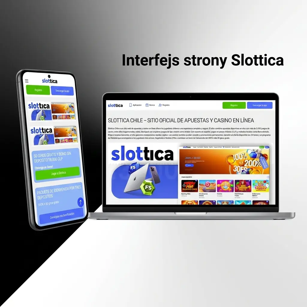Interfejs strony Slottica Poland z menu Sport, Live, Kasyno